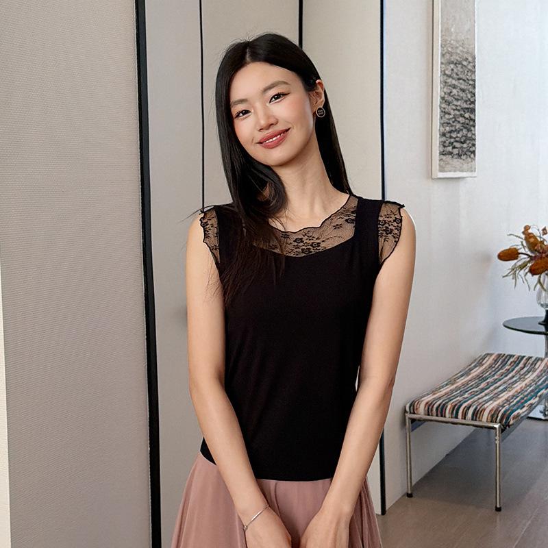 

ZADAN YI Bamboo Fiber Lace Cami: Women s Spring/Summer Fashionable and Comfortable Home Wear Vest. One Size F