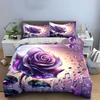 "Rose Music Art Decor Set" Bedding Set with 1 Duvet Cover 2 Pillowcases Single Double King Queen, Gift