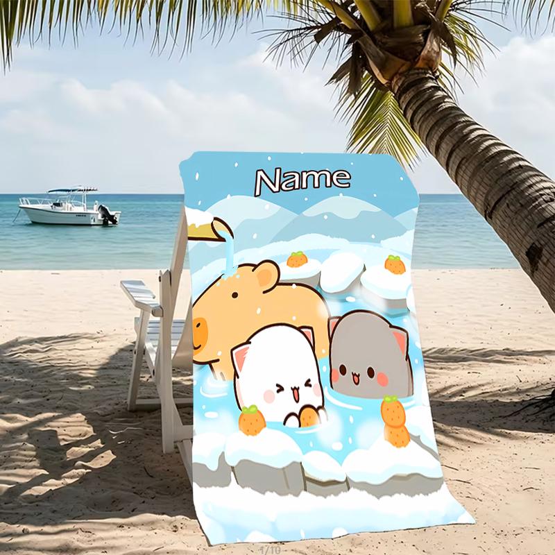 Customizable personalized beach towels Bubu Dudu themed designs.Suitable for the beach, yoga, sports;ideal as beach accessories