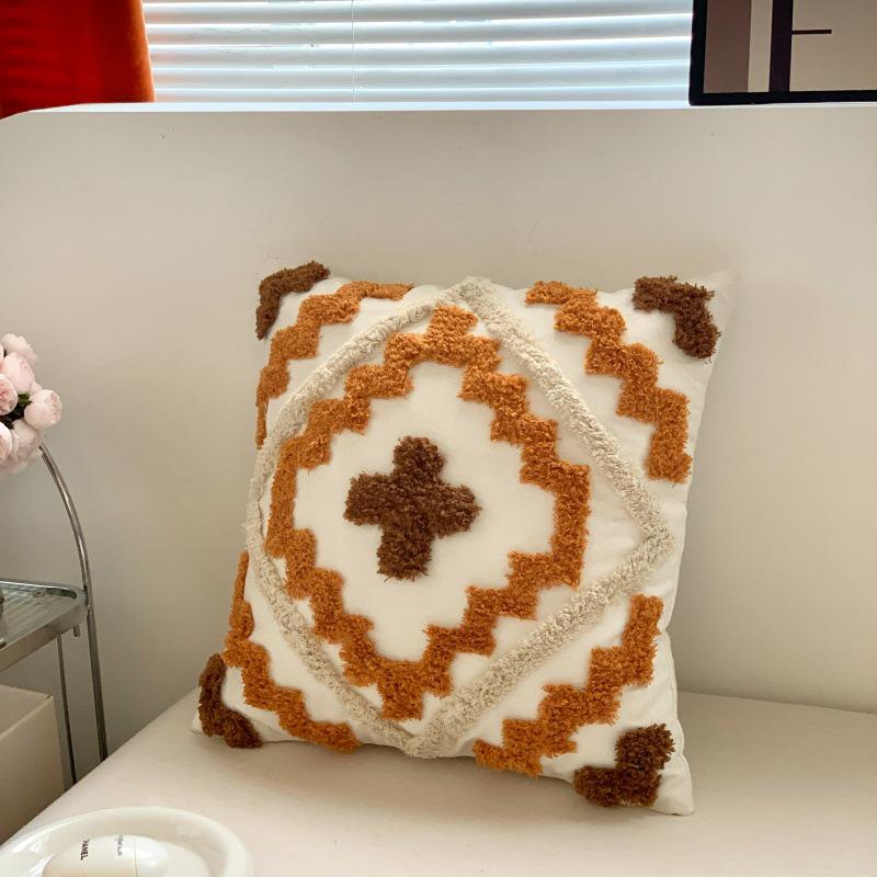 Bohemian Tassel Embroidered Throw Pillow for Living Room Sofa