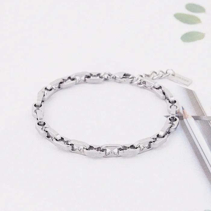 5 Double Hole Link Surgical Steel Chain Bracelet (C2501AC1226_SV)