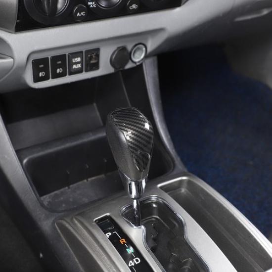 Schwarze ABS Kohlefaser Schalthebelkopf Abdeckung für Tacoma 11-15