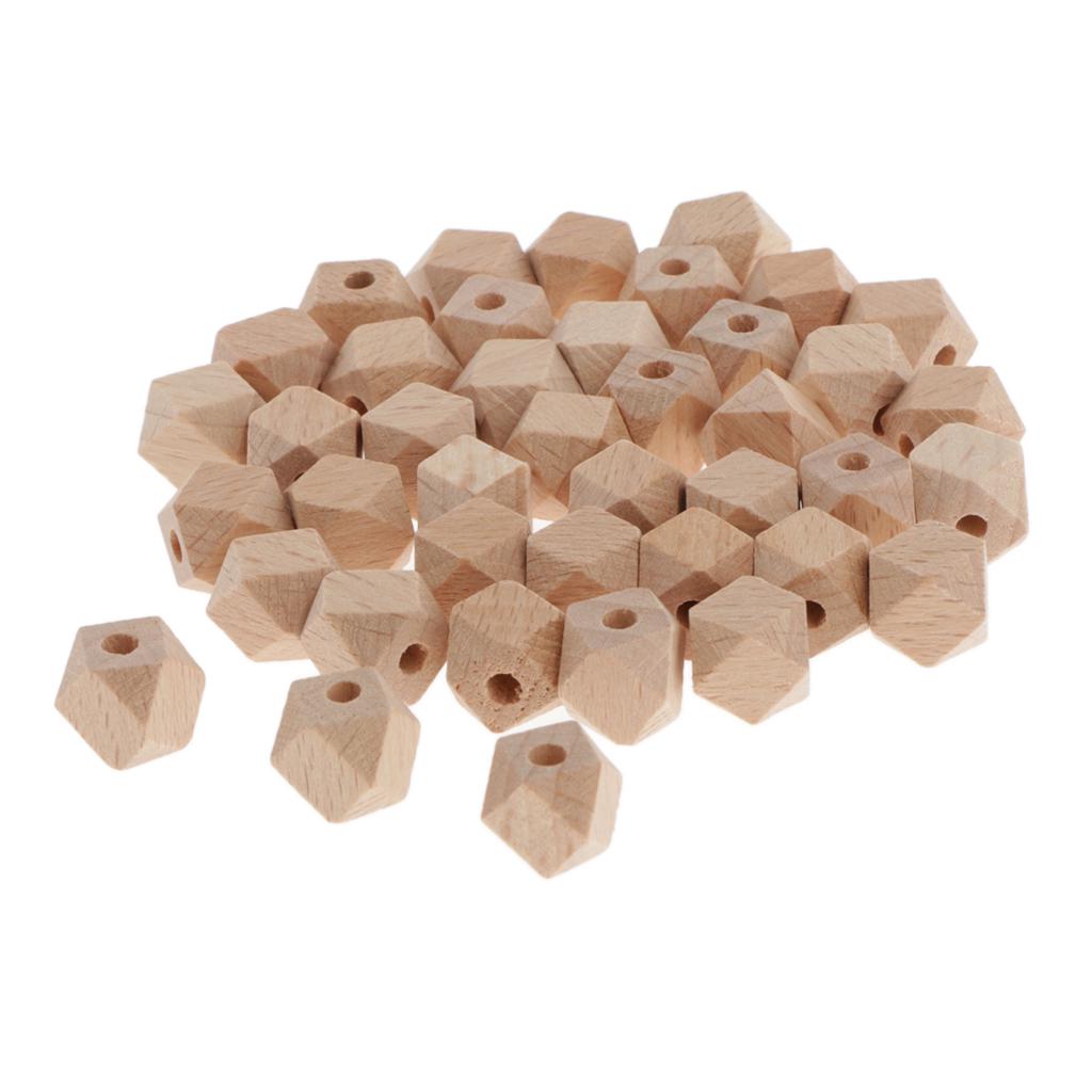 

40 шт. граненые деревянные бусины, неокрашенные свободные бусины-разделители, подвески для изготовления ювелирных изделий, 12 мм 10MM