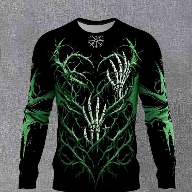 Men's 3D Stripe Printed Long-sleeved T-shirt, Comfortable, Breathable and Versatile Men's Top