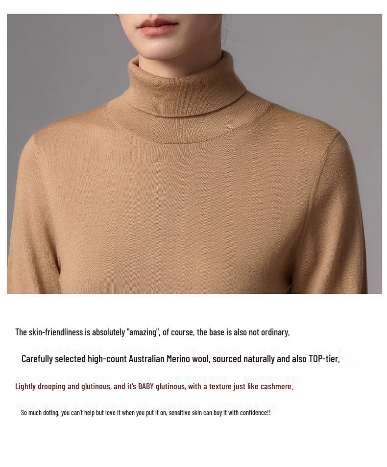 Elegant High Neck Women's Merino Wool Sweater - Ultra-Fine Knit, Autumn 2026