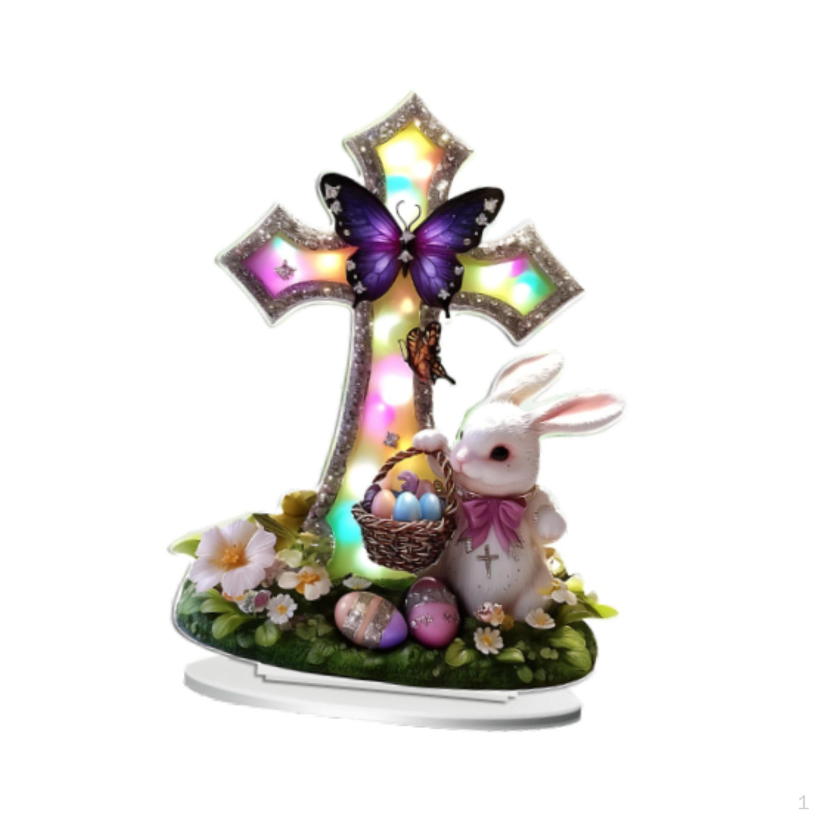 

Декорація хрестика пасхального кролика для домашньої творчості. 2D плоский акриловий подарунок на стільницю Style B