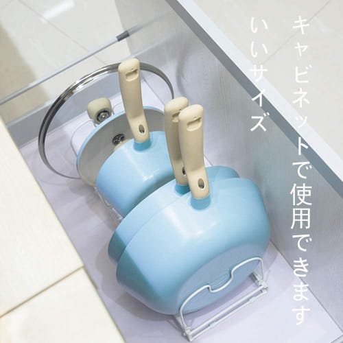 Liebbon Extendable Frying Pan Storage Rack with 10 Compartments | Fits Under the Sink, Stove, and Drawer | Pot Stand for Upright Storage of Pot Lids,