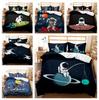 Black Background Astronaut Pattern Bedding Set Star Sky Astronaut Quilt Cover Pillow Case 2 or 3 Pieces Soft and Comfortable Home Decoration