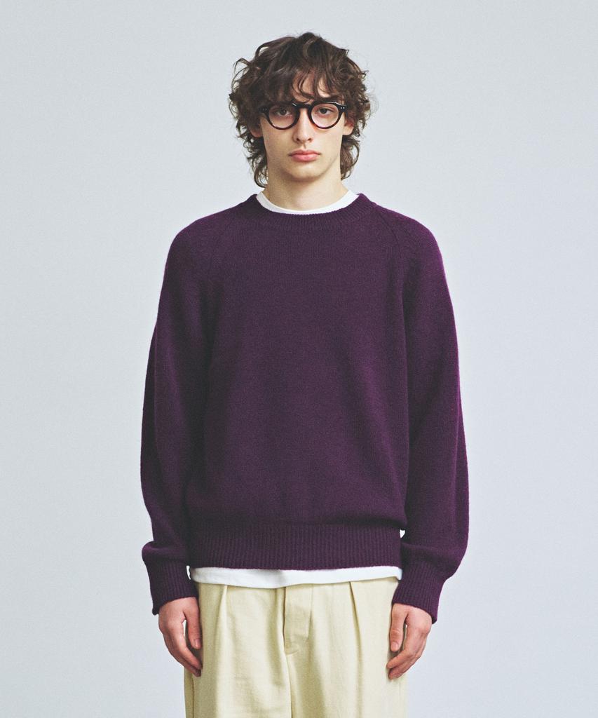 KNITTED Shaggy Dog 100% Wool Round Knit Purple