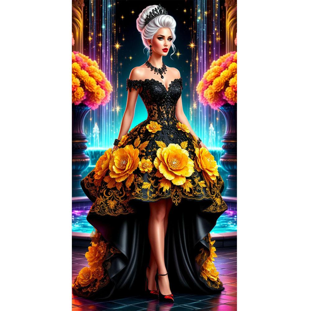 Large Size Mosaic DIY Full Diamond Painting Kits Art Beautiful Woman and Flowers Embroidery Cross Stitch Rhinestones