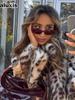 Women's Leopard Print Faux Fur Jacket - Short Length, Stand-Collar, Trendy & Unique