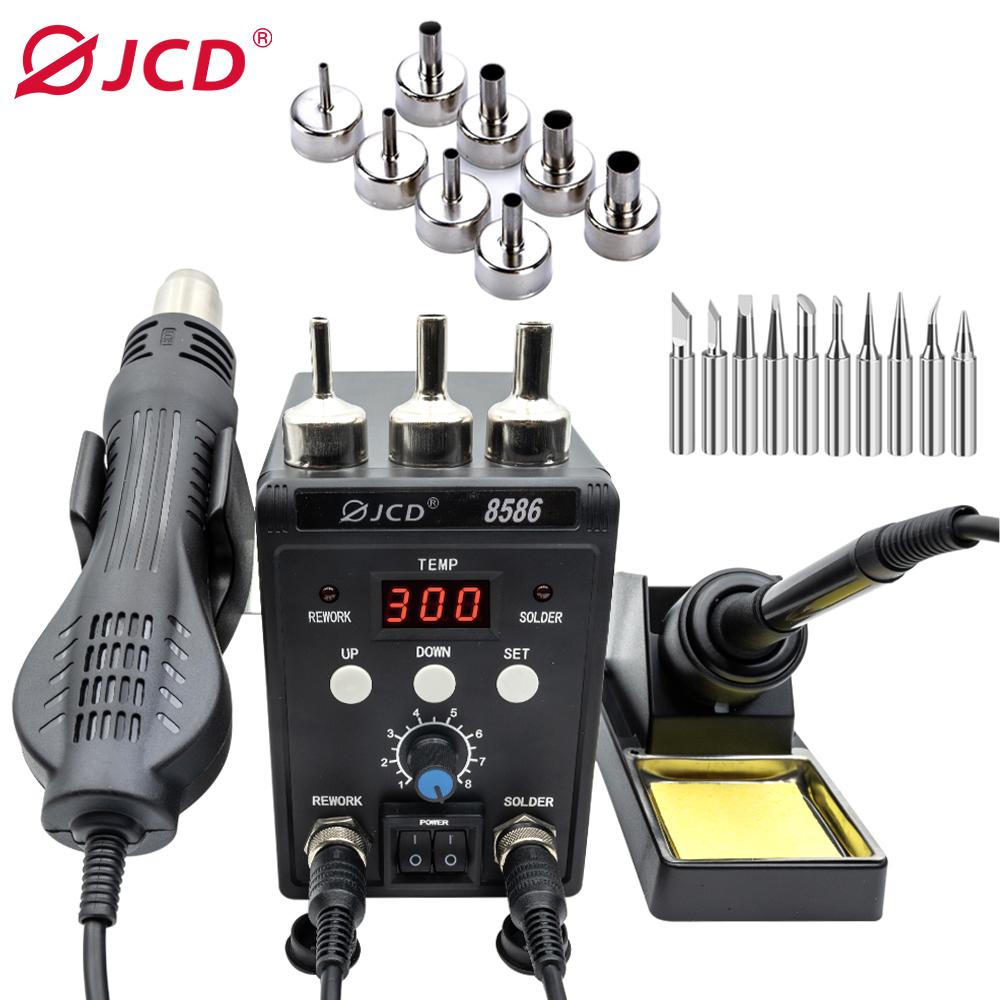 Pájecí stanice JCD 8586 Svařovací horkovzdušná pistole + elektrická páječka 2 v 1 LCD digitální displej Nástroj na opravu svářecího zařízení