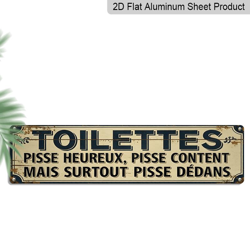 

2D Flat, 1pc, French Funny Pisse Text Aluminium Decorative Sign, French Toilet Humor Theme Wall Decor for Home, Bathroom, Living Room, Guest Room 40cm x 10cm
