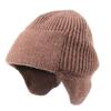 Knit Brimless With Solid Color Earflaps Design Soft Acrylic Winter Pullover Hat For Unisex Adults Teens Daily Cycling Wear