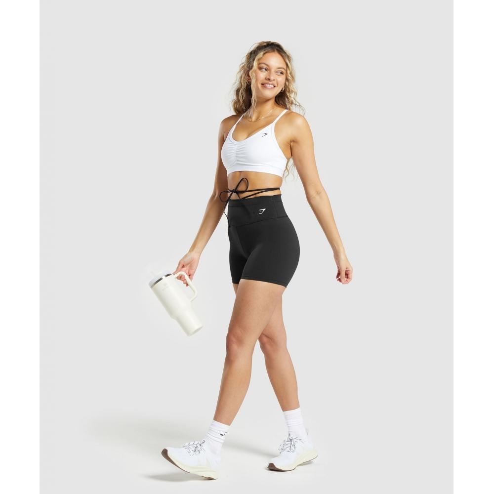 Gymshark Short taille haute avec lien à nouer en ruban noir B8a6l Bb2j