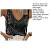 Women Vest Shiny Sequins Loose Fit Deep V Neck Sleeveless Tops Party Nightclub Stage Performance Camisole