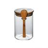 Zásobní sklenice na potraviny Vzduchotěsná skleněná dóza s dřevěným víčkem a lžičkou Kuchyňské dózy Káva Cukr Fazole Čaj Skladovací láhev Kuchyňský organizér LE875