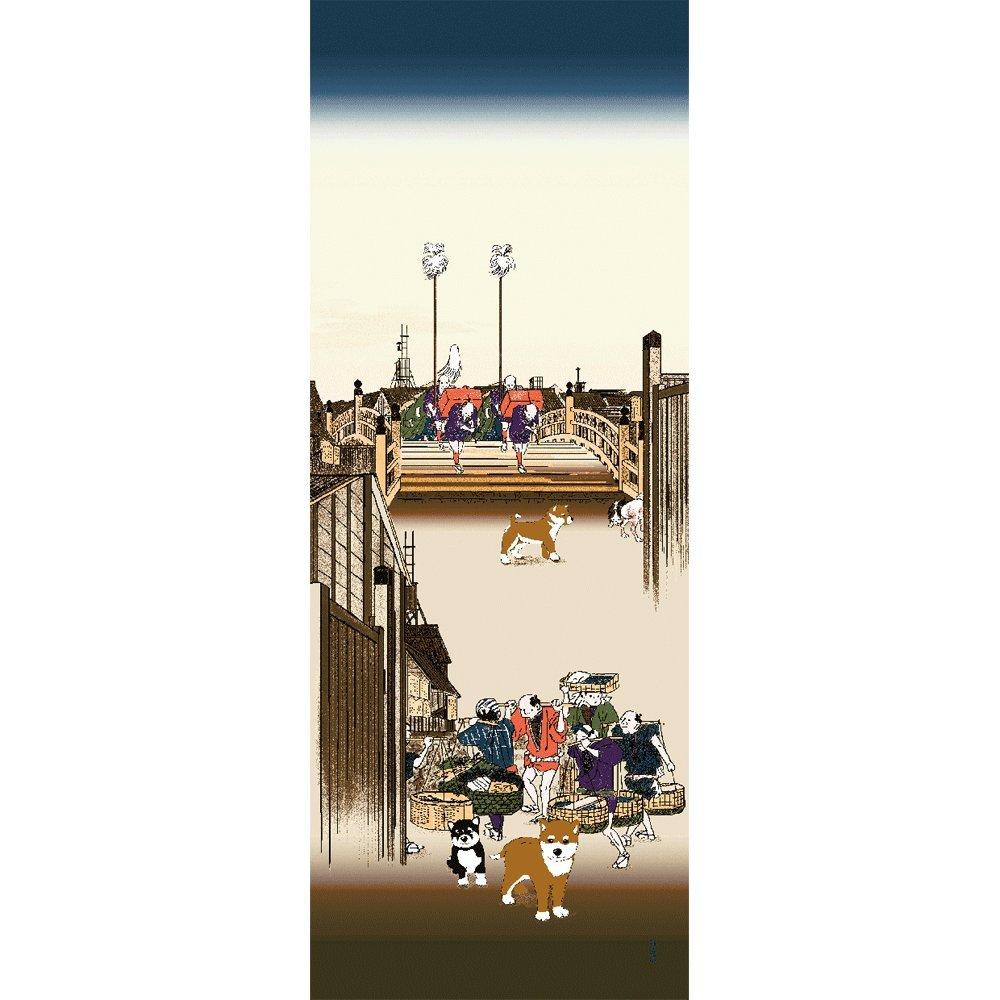 Hamamonyo Hand Towel Hiroshige Mameshiba and Nihonbashi