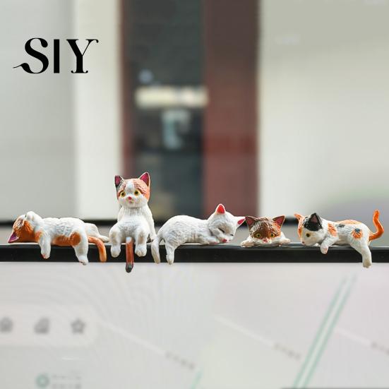 Tiny Plastic Cat Statues Mini Figurine Miniature Cute Cartoon Kittens Ornament for Office Decorations Computer Monitor Car Dashboard Home Desk