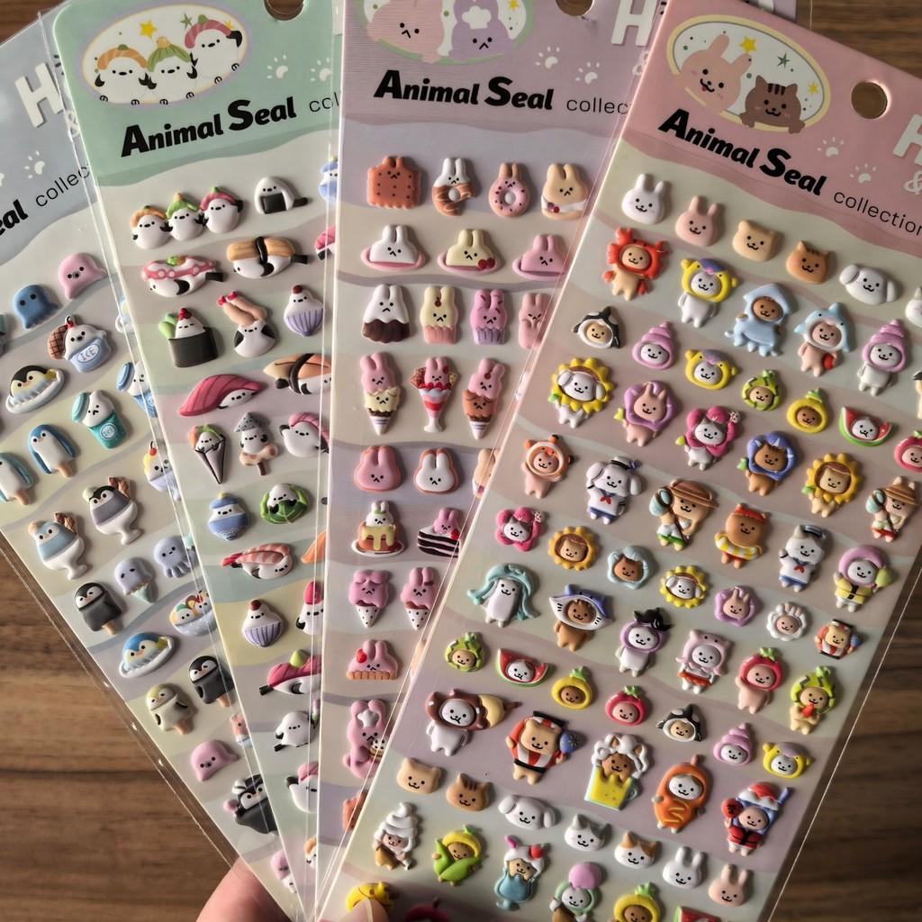Djurförsegling 3D-klistermärken Set (4 st) - Bedårande dekorationer för planeringsböcker, hantverk & anteckningsböcker BulingBulingStickers Butik