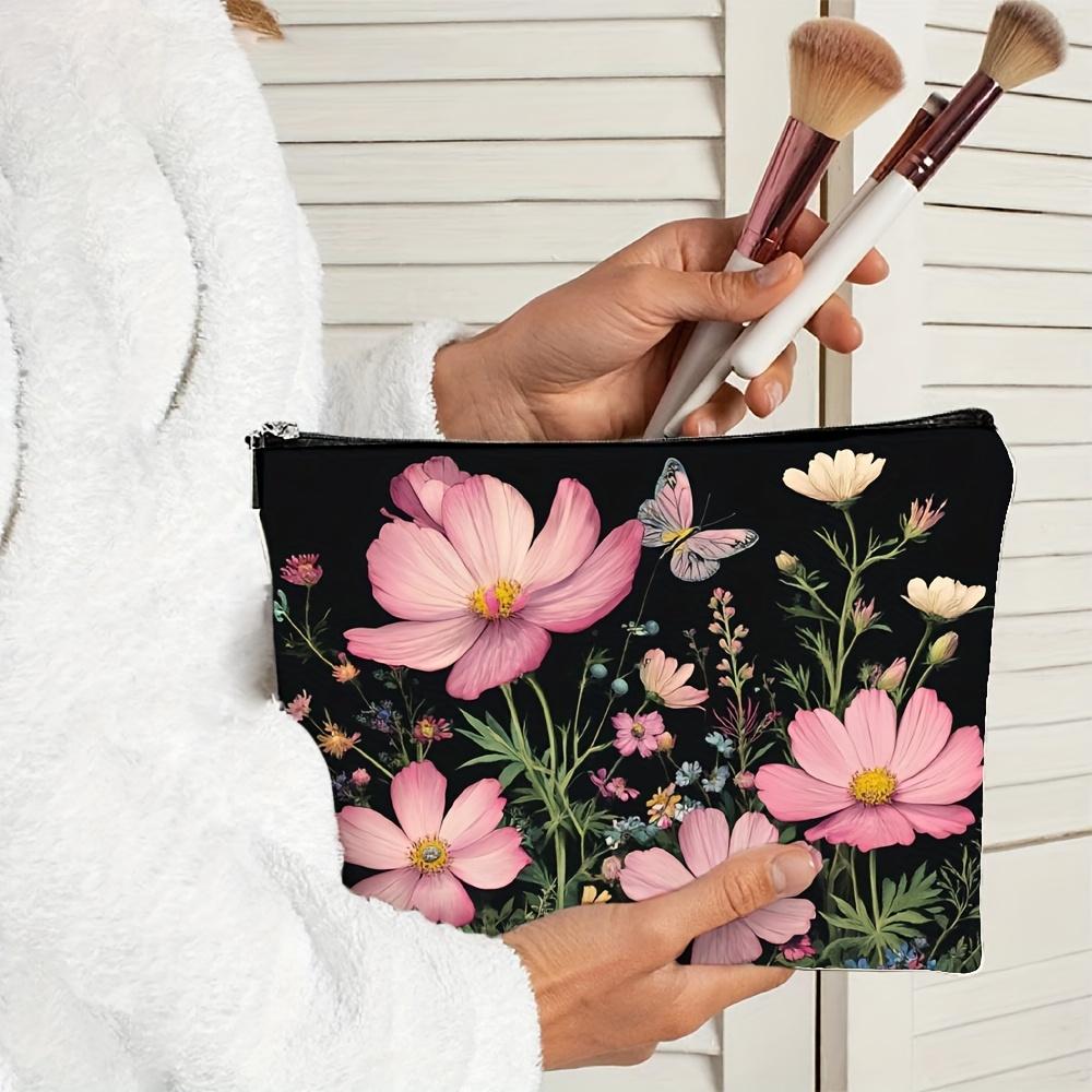 A Floral Patterned Makeup Bag- Multifunctional Zipper Pouch, Jewelry Storage Bag, Perfect Travel Zipper Small Storage Bag.