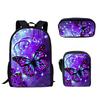 Set de Mochila Escolar con Diseño de Mariposas de Nailon Transpirable Para Estudiantes de Primaria