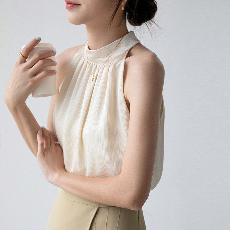 

Hanging Neck Sleeveless Sexy Suspender Top Hanging Neck Sleeveless Sling Top Apricot color S