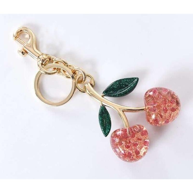 Stylish Cherry Pendnat Keychain Bag Charm Eye Catching Cherry Keychain Accessory Fashionable Hangings Decoration