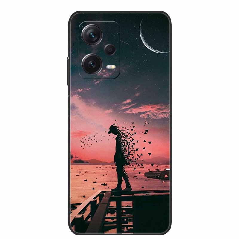 Weiche Hülle für Xiaomi Redmi Note 12 Pro 5G Case Schwarz TPU Silikon Hüllen für Redmi Note 12 Turbo 5G / Note12 Pro Plus Pro+ Wolf