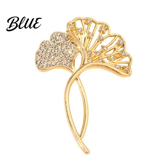 Sweater Brooch Ginkgo Leaf Pin for Women Rhinestones Inlaid Lapel