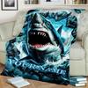 1PC Custom Name Oceanic Shark Adventure Flannel Blankets Patterns Throw Blanket All-Season Soft Gift for Couch, Bed, Camping Gifts