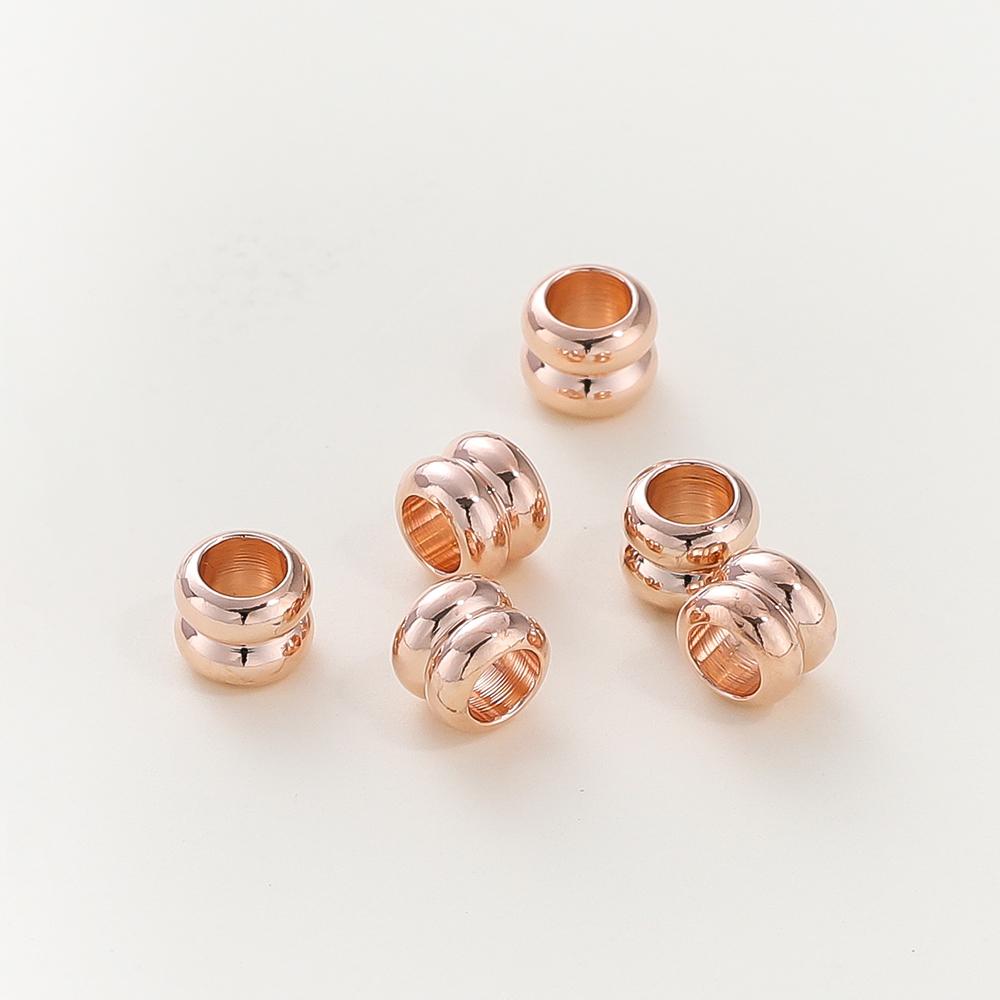 20pcs/lot 14K 18K Gold Plated Platinum Cylinder Bracelet Metal Beading Loose Spacer Beads For Decorate DIY Jewelry Findings