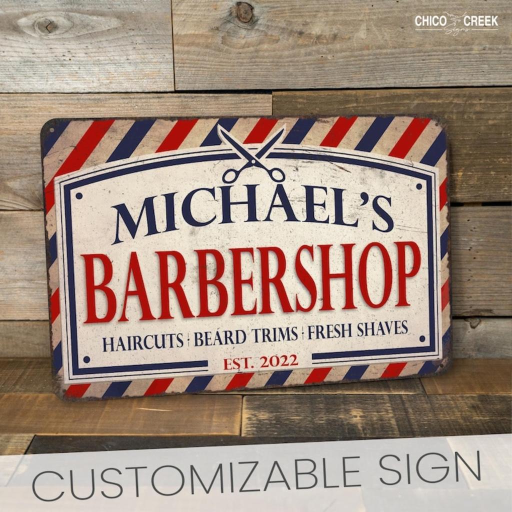 Personalized Barber Shop Metal Sign Wall Decor Custom Tin Plate Art