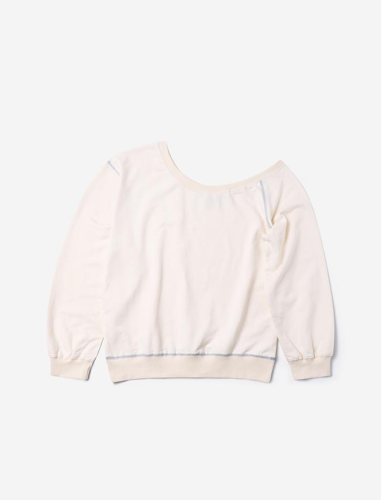 FLATWAVE IN SEOUL Kaya Unbalance Off Shoulder Sweatshirt Ivory