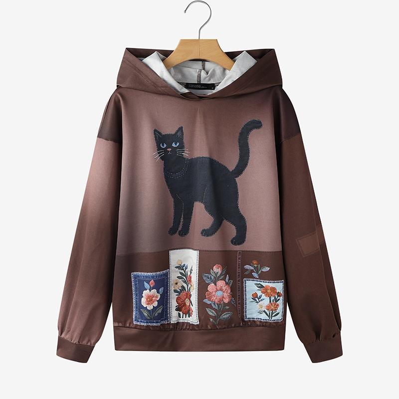 ZANZEA Women Hoodies Casual Long Sleeve Print Pullover Sweatshirts 5XL коричневый 1540₽