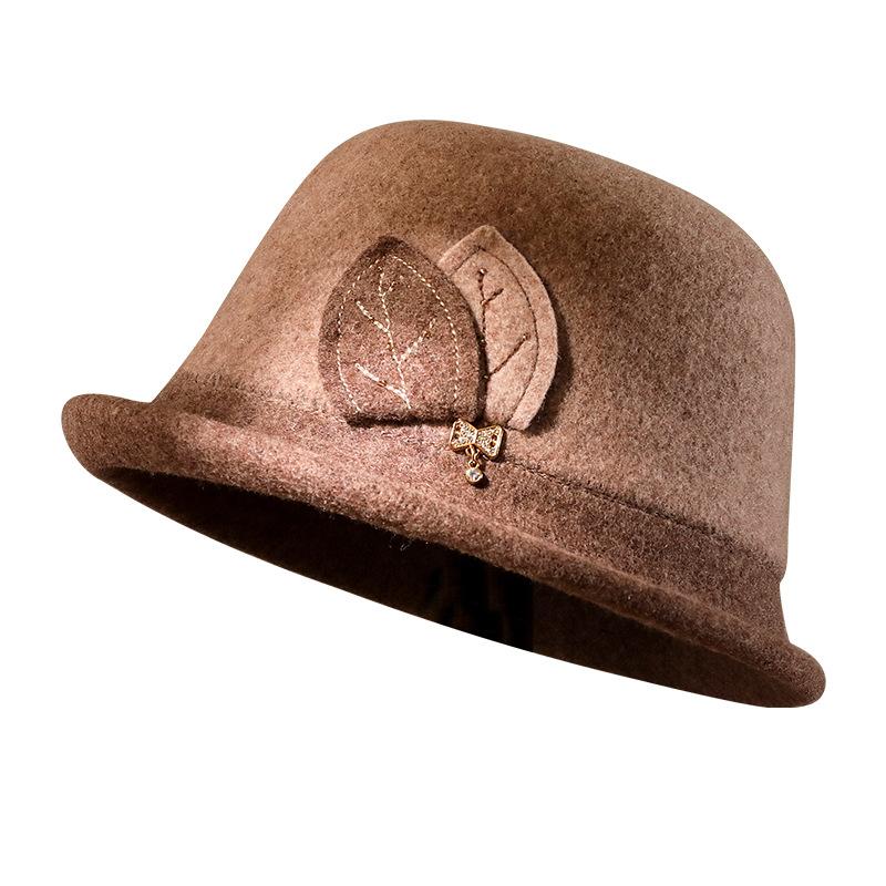 Woolen Fisherman's Hat, Women's Autumn and Winter Warm Fashion Top Hat Temperament, Mother Shows Washbasin Hat