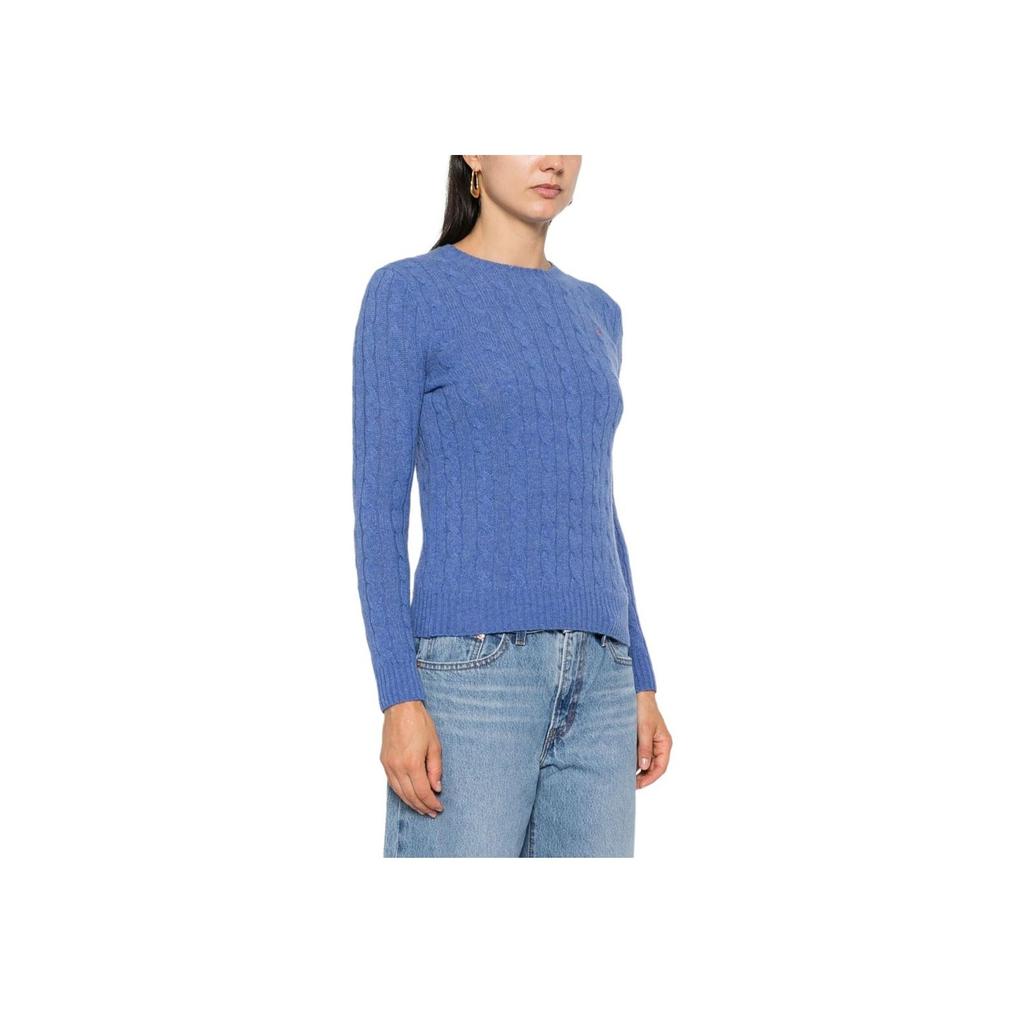 Polo Ralph Lauren Jednolity Kolor Warkoczowy Sweter z Długim Rękawem Kobiety sweter Niebieski 211910421-023