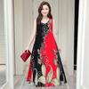 Sleeveless Silk Cotton Dress for Middle-Aged Mothers - Slim Fit, Large Size, Beach Dress for Summer