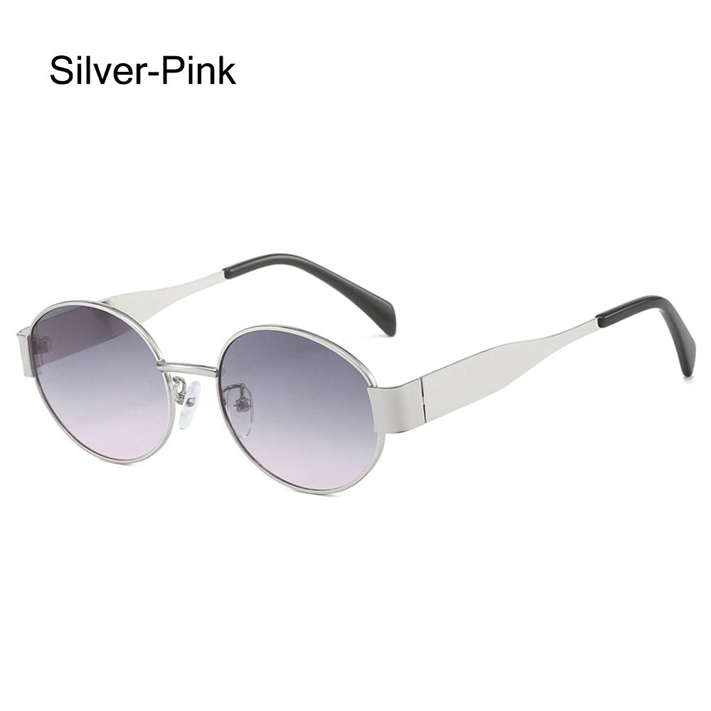 Vintage Metal Frame Oval Sunglasses Uv400 Protection Punk Sun Glasses Black Shades For Women & Men