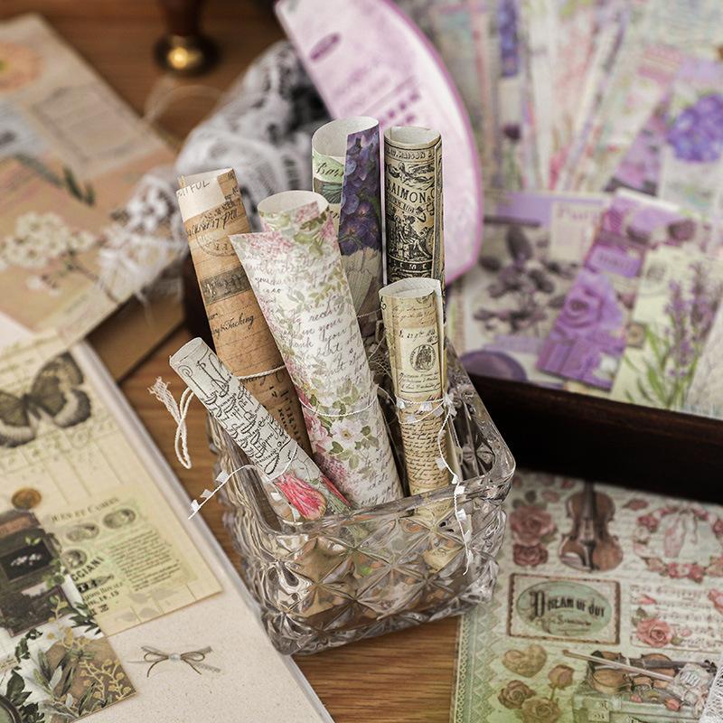 1 Packung/100 Stück Großes Vintage-Papier-Set, Antike Textur, Scrapbooking & Bastelbedarf