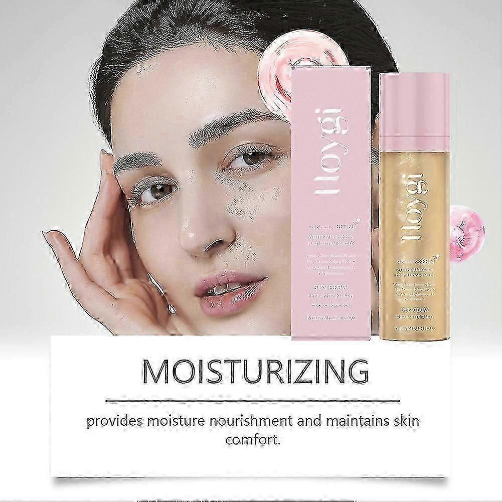 Doorzichtige Setting Mist SPF 50, Breedspectrum Glanzende Lichaamsolie Mist, Hydraterende Make-upvriendelijke Glow Spray, Koraalrif-veilig