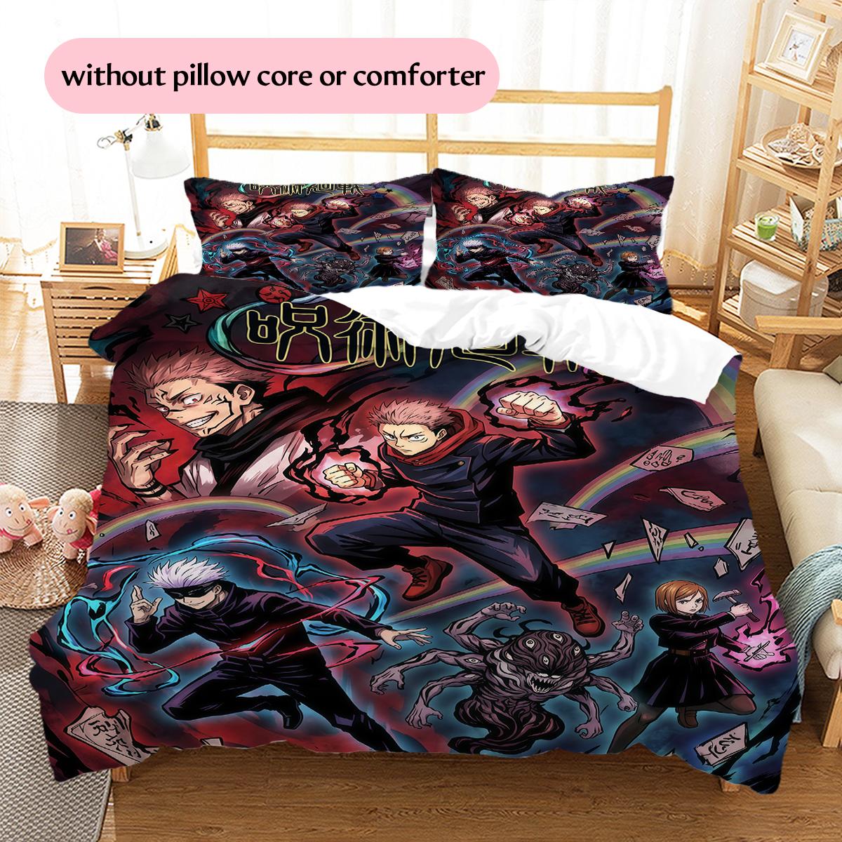 

Jujutsu Kaisen Character Collage Pattern Bedding Home Decoration Festival Gift (1 * duvet cover + 2 * pillowcase, without core) 135x200cm