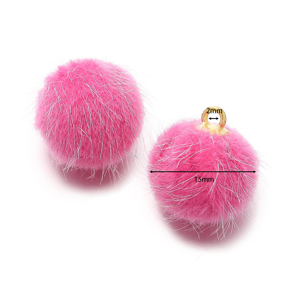 10pcs Plush Fur Covered Ball Beads Charms Pompom Beads Pendant for DIY Necklace Earring Bracelet Pendant Jewelry Making Supplies