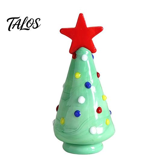 Unique Birthday Presents Glass Christmas Tree Figurine, Rotating Desk Ornament for Car Home, Stained Art Glazed Dashboard Decor & Gift Holiday Season