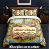 Construction Vehicles Theme Custom Text Or Name 3Pcs Bedding Set,1 Flat Sheet & 2 Pillowcases Personalized Home Bedding