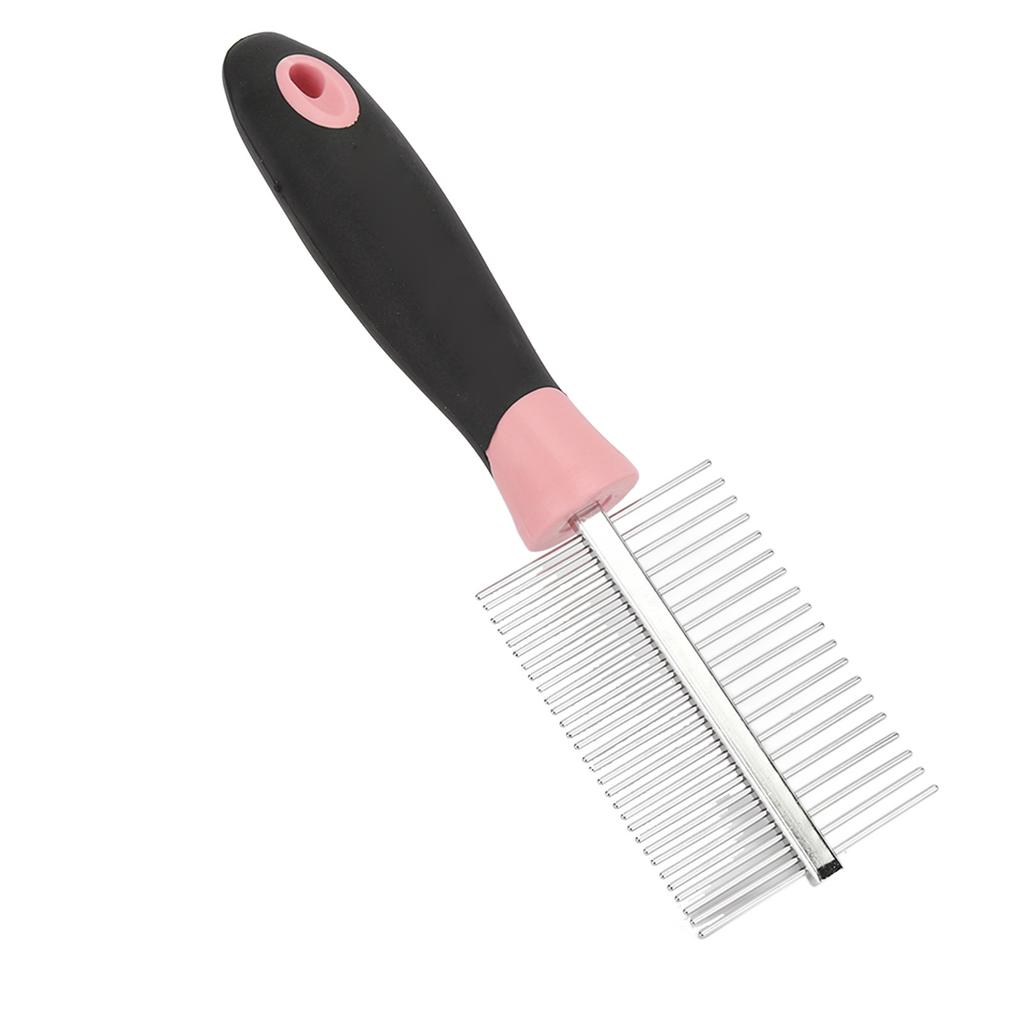 Double Sided Pet Comb Round Wide Dense Teeth Stainless Steel Cat Grooming Comb for Dogs CatsPink