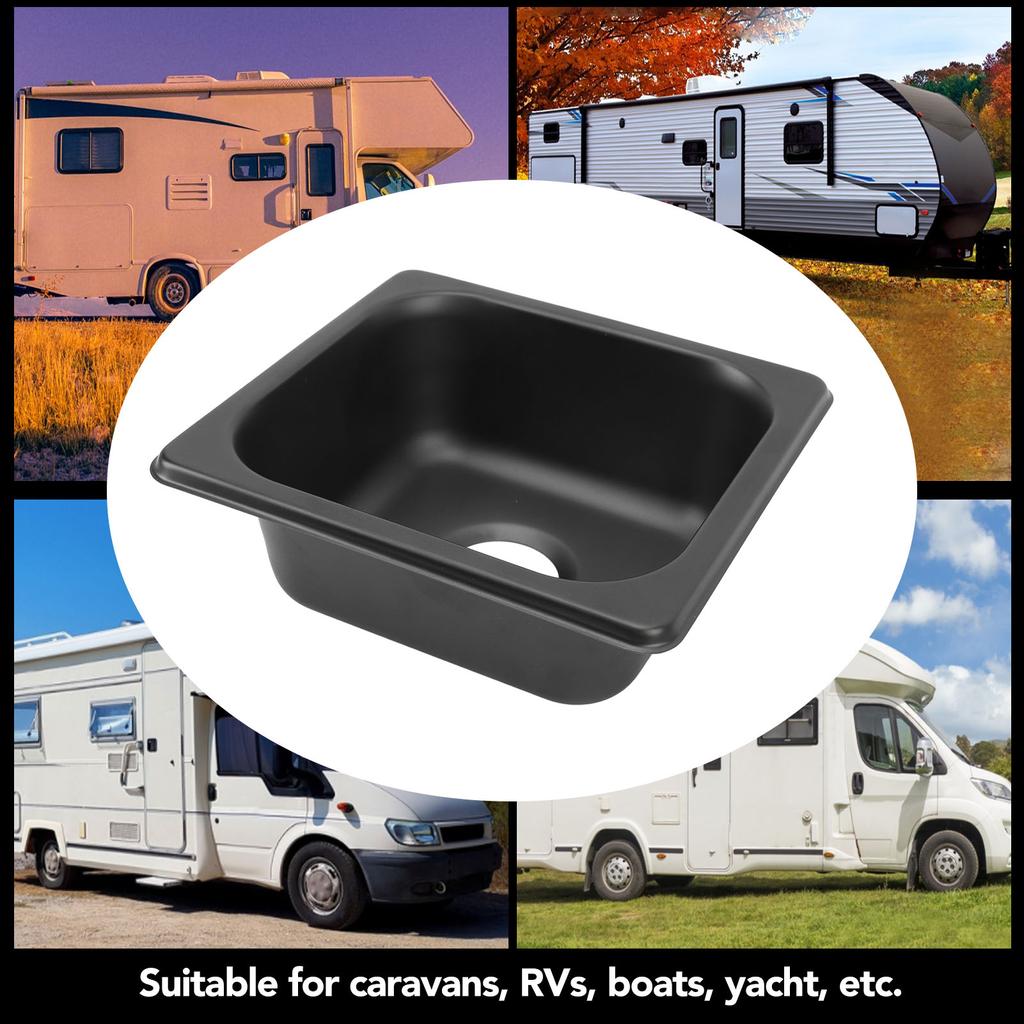 175 X 160 X 70mm RV Sink 304 Stainless Steel Black Electroplated Drop in Bar Sink for Boat Caravan RV Camper
