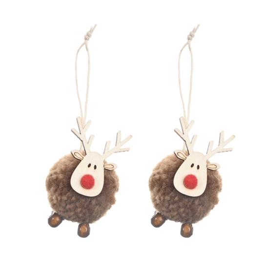 

2Pcs/Set Felt Fawn Pendant Plush Doll Lovely Easy-cleaning Colorful Christmas Tree Elk Stuffed Toy for Gift коричневый