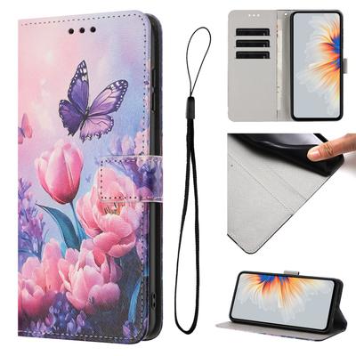 Schmetterling Rosa Blume PU Leder Brieftasche Klappbar Foto Rahmen Buch Hülle für iPhone Samsung Huawei Honor Xiaomi Redmi Oppo Infinix Tecno Google...