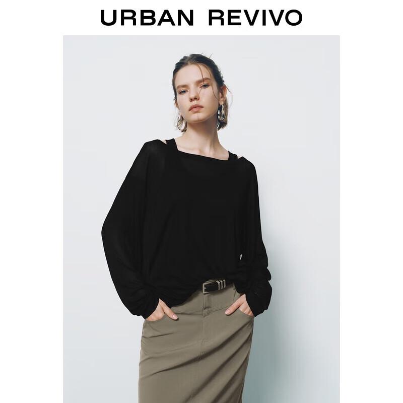 UR2025 Women s Casual Two-Piece Look Long Sleeve T-Shirt S